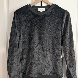 Gray Textured Crew Neck Sweater